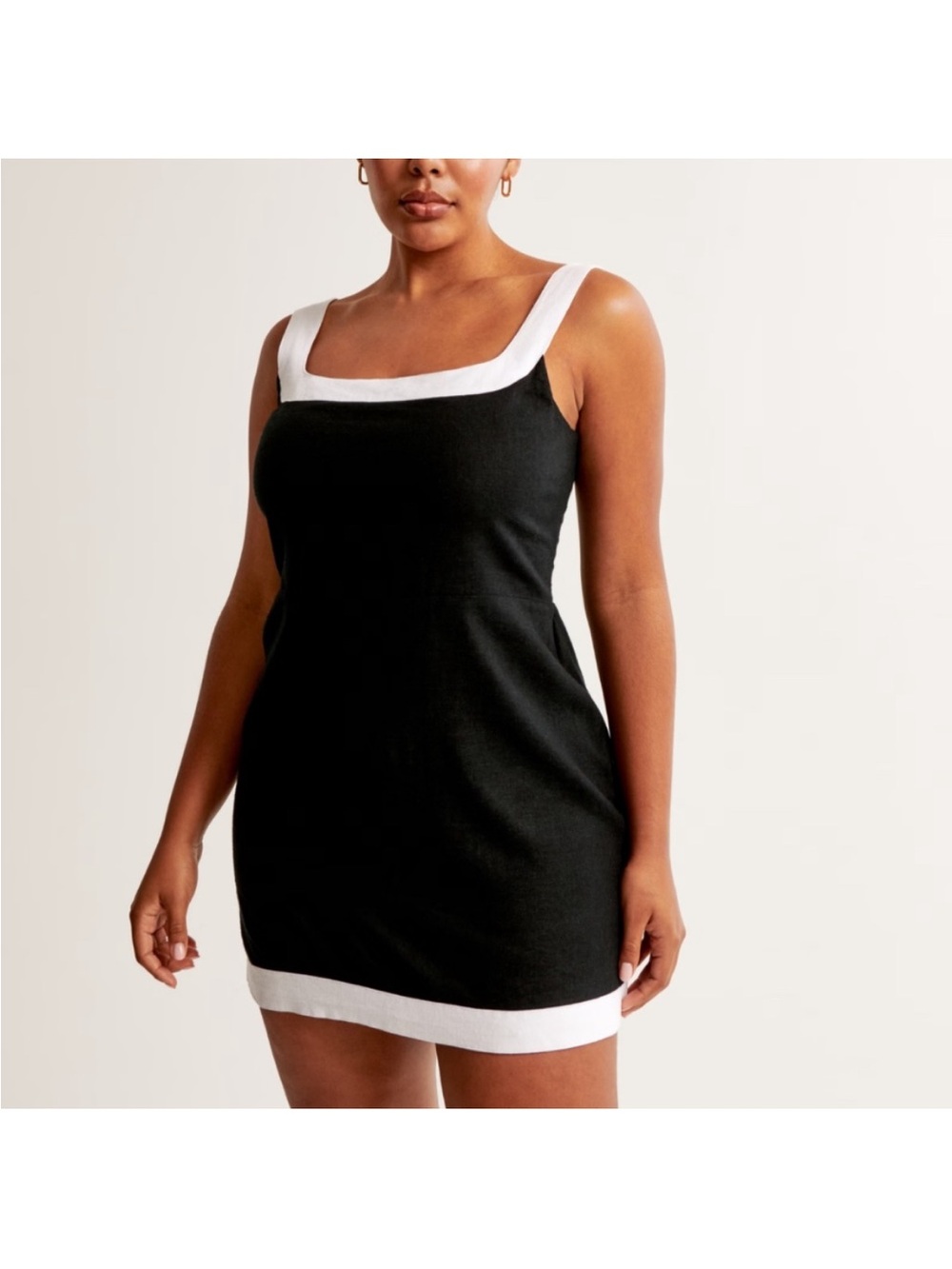 Abercrombie & Fitch Black linen Dress with White Trim